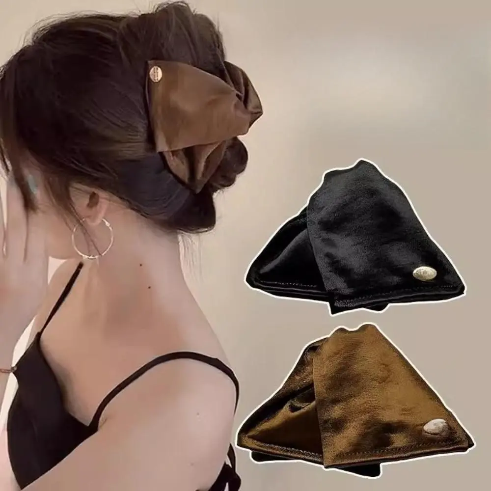 New Satin Wrapped Shell Triangle Hair Claw Clips, Luxury Elegant Shark Clips, Versatile Styling Accessories for Back Head Ponytails & Daily Updos