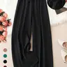 Plus Size Solid Knot Front Elastic Waist Wide Leg Pants, Casual Loose Trousers for Daily Wear, Women's Bottoms for Spring & Summer, Summer Outfits 2024