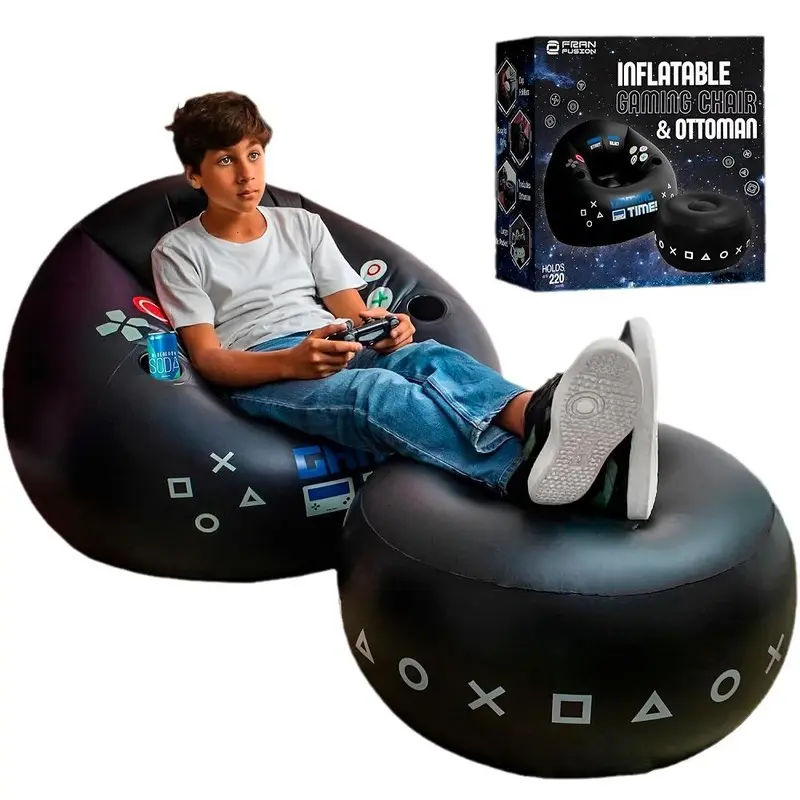 Gaming Chair with Cup Holder and Side Pockets, Inflatable Furniture, Style Gaming Sofa, Comfortable and Stylish Design