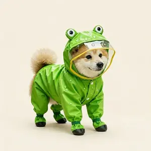 Full Coverage Waterproof Dog Raincoat with Transparent Hood - 4-Legs Muddy Splash Proof Dog Rain Jacket for Small Medium Dogs, Lightweight Pet Poncho Coat Outdoor Leash Hole Gear