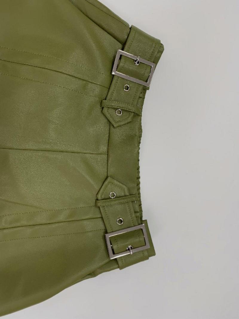 UOOZEE NEW  Women's Faux Leather Pants PU High Waist Wide Leg Pants with Pockets Pleated Going Out Flare Trousers