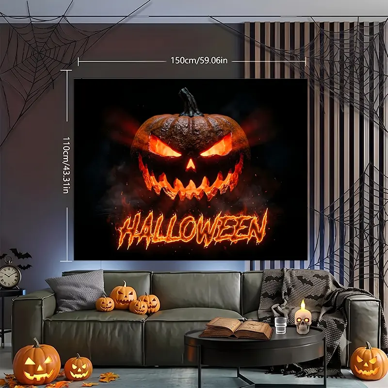 Evil Jack-O'-Lantern Halloween Backdrop, Photography Background, Photo Booth Background, Party Backdrop, Studio Backdrop, Video Background, Haunted House Backdrop, perfect for Halloween parties, live streams, photo shoots, window displays, event backdrops