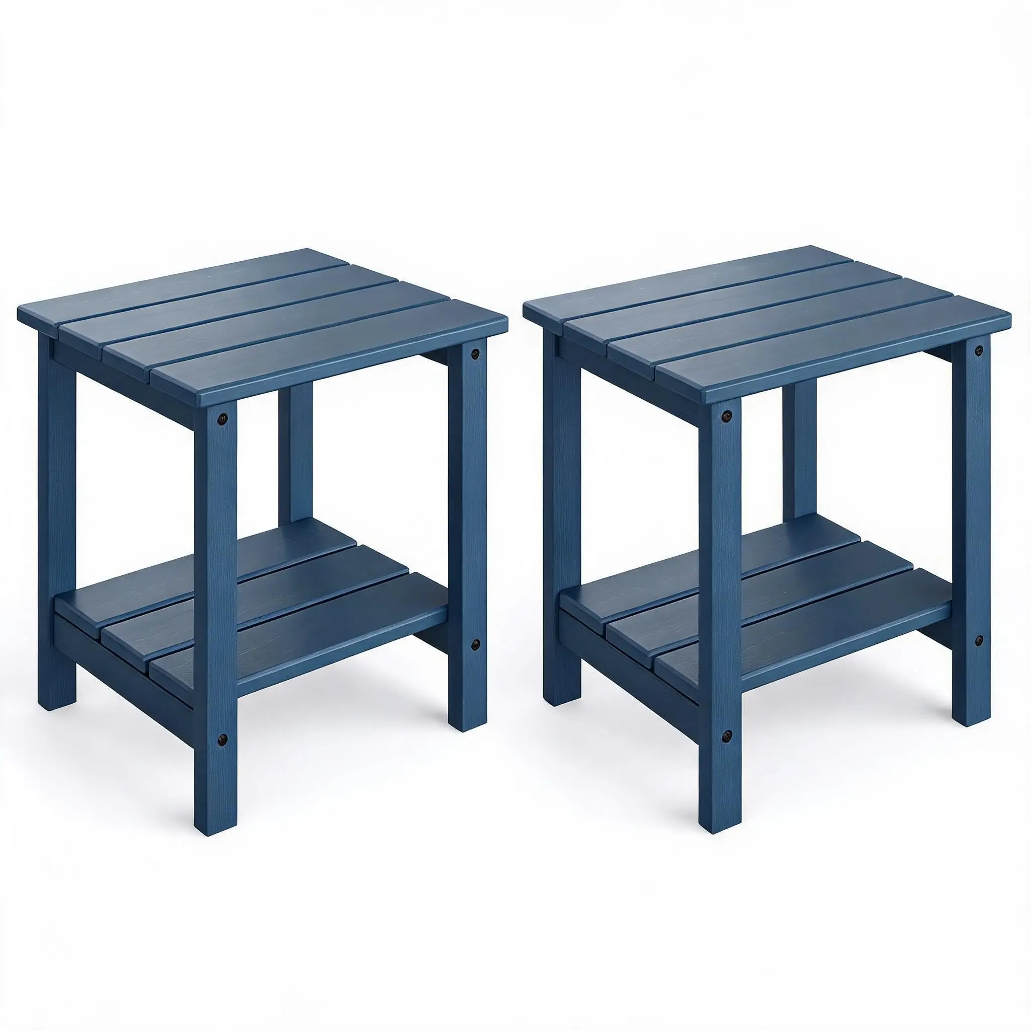 1/2 Pack Outdoor Adirondack Side Table 18", HDPE 2-Tier Patio End Table Weather Resistant for Adirondack Chair, Outdoor Square Side Tables for Patio, Poolside, Porch, Deck, Indoor, Backyard