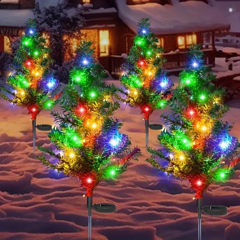 Solar LED Christmas Tree Lights, Ip65 Waterproof Outdoor Garden Pathway Outdoor Decorative Lights Decorations, Pre-Lit Solar Powered Yard Lawn Lamp Set