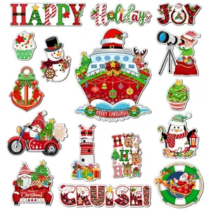 16 Pcs Christmas Garage Cruise Door Magnets Stickers Fridge Refrigerator,Xmas Magnet Car Door Fridge Magnetic Decor for Christmas Party Kitchen Locker Holiday Joy Decor