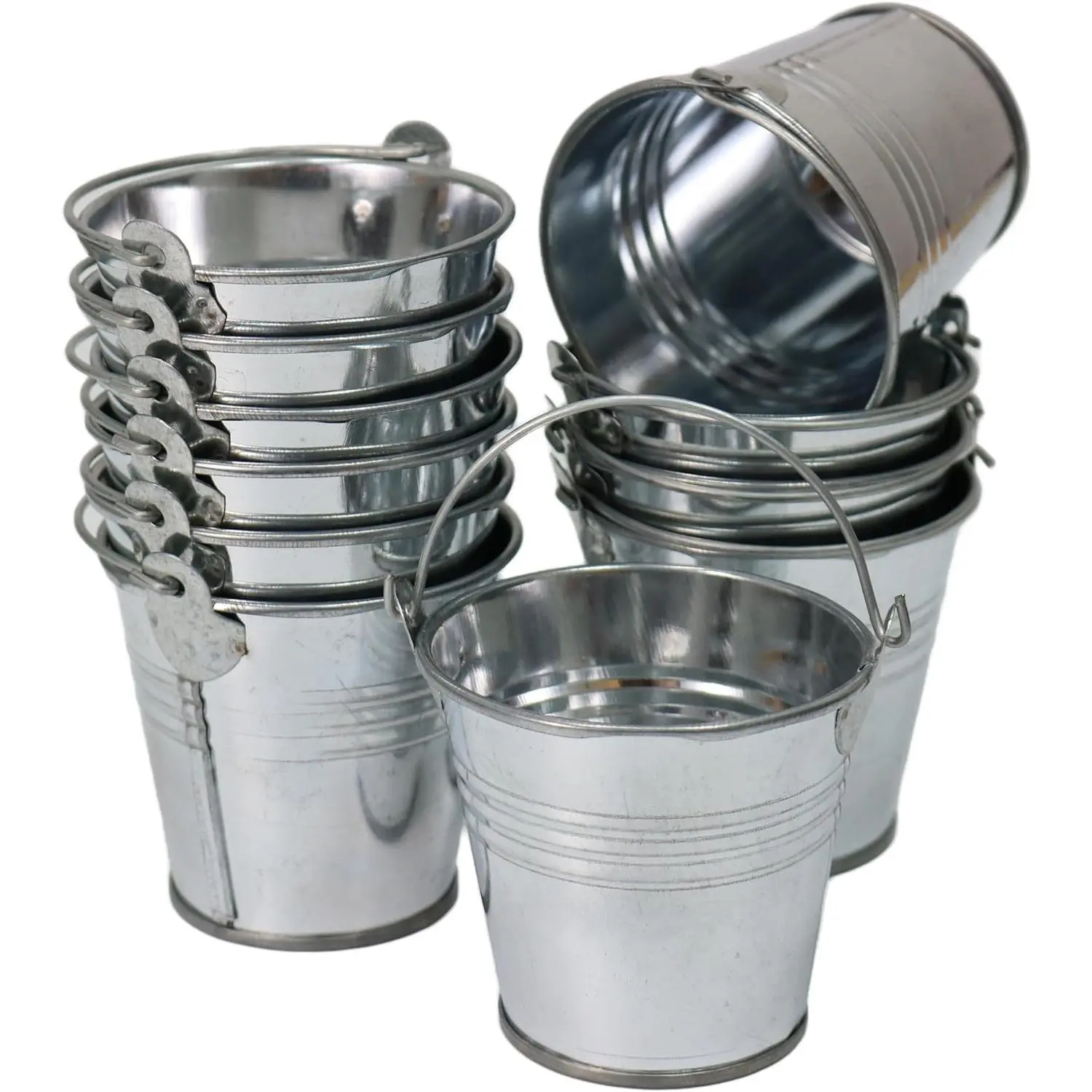 12pcs Steel Mini Metal Buckets with Handles, 2.37" Tall Galvanized Tin Pails for Party Favors, Succulent Planting (Not Watertight)