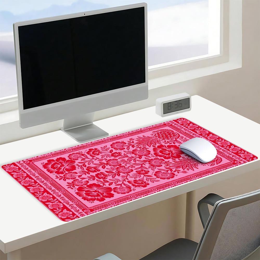 Floral Pattern Mouse Pad, Large Mouse Pad with Non-slip Rubber Base, Rectangle Desk Keyboard Mat for Home Office, Office Desk Accessories, Corporate Work Desk Accessories, Office Girly Desk Accessories