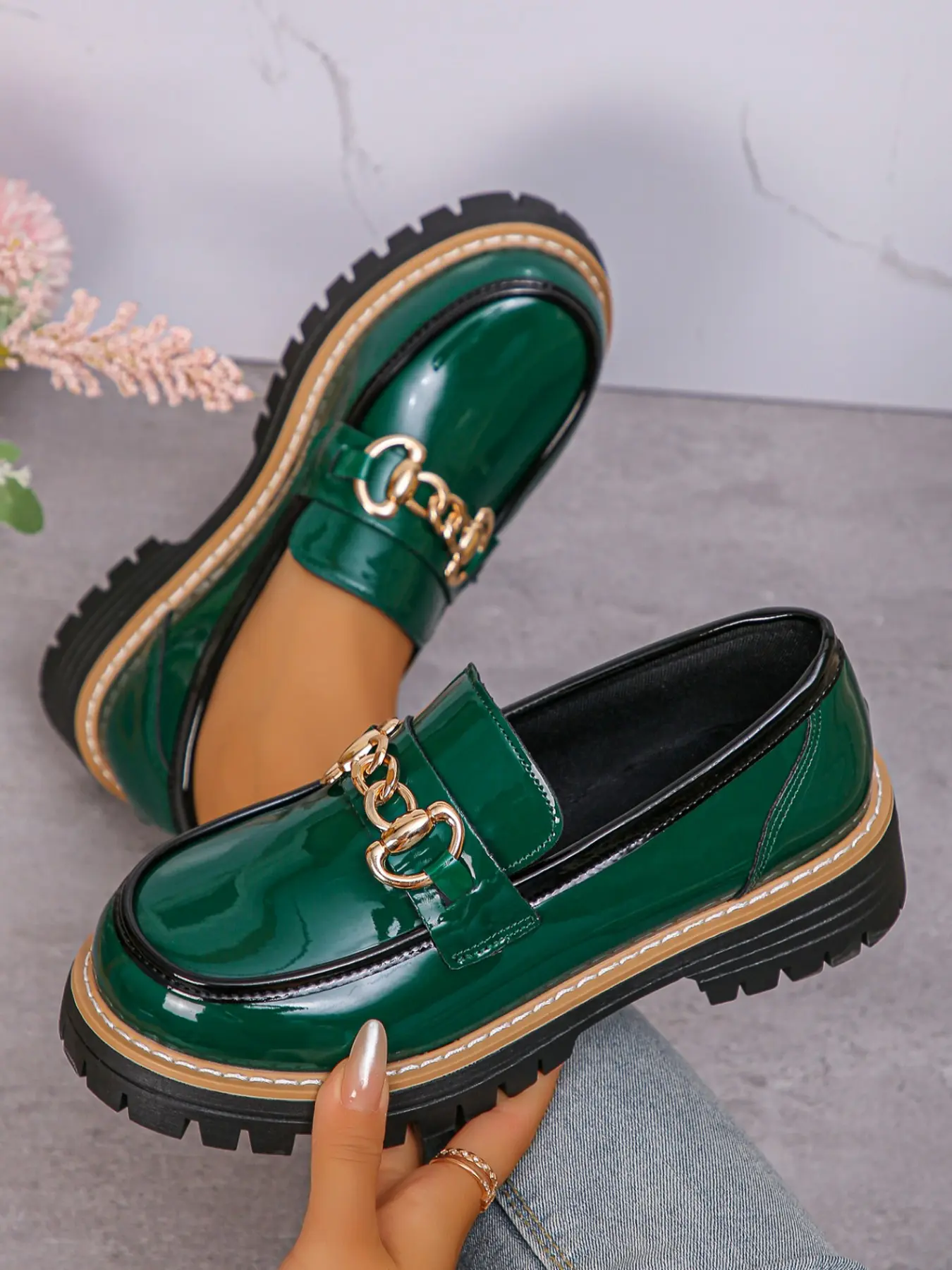 Women's Waterproof Square Toe Flat Loafers, Quiet Design for Light Walking, Rubber Anti-Slip Sole, Ideal for Outdoor Activities