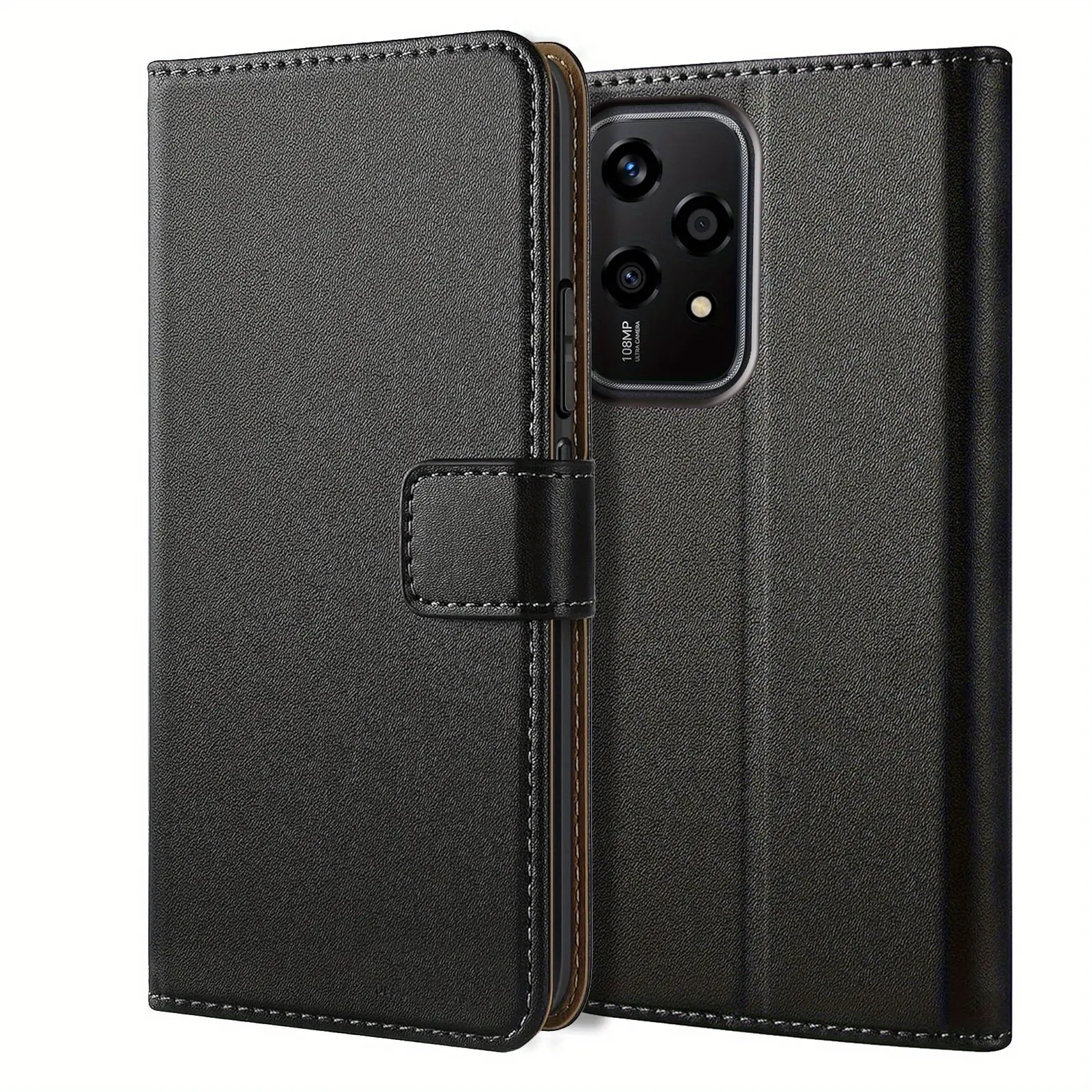 Mobile Phone Case For Honor 200 / Honor 200 Pro / Honor 200 Lite / Honor 200 Smart, With Kickstand PU Leather Card Slot Black Wallet Flip Protective Phone Case Cover