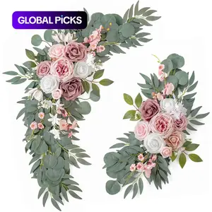 2-piece elegant pink artificial flower pendant, suitable for wedding ceremonies and arch decoration - multifunctional home decoration, no need for power supply #GLOBAL PICKS