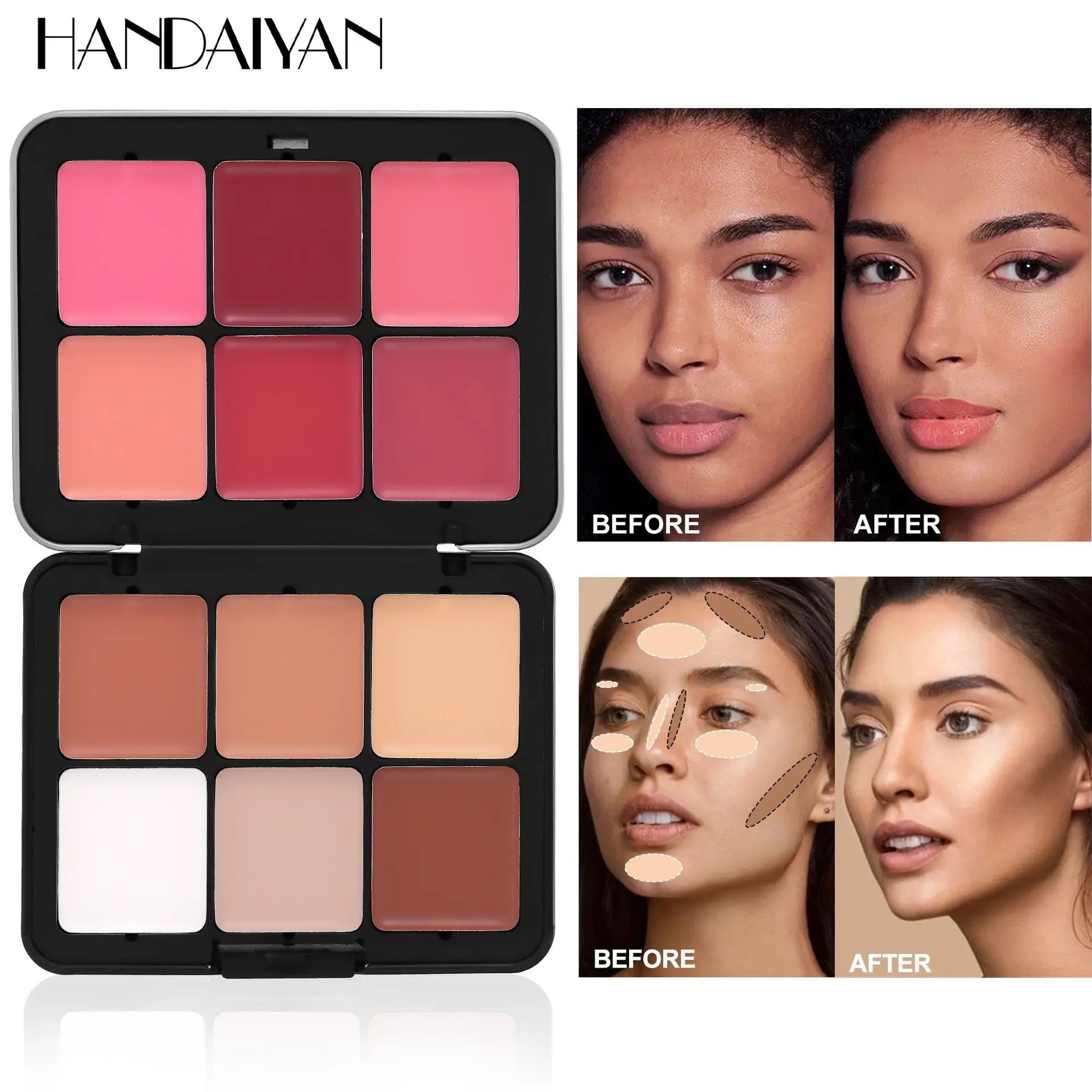 12-Color Blush Cream + Contour Cream Palette, Natural Glow Finish, Universal Skin Tone Match, Perfect for Daily Makeup, Versatile Blush Shades