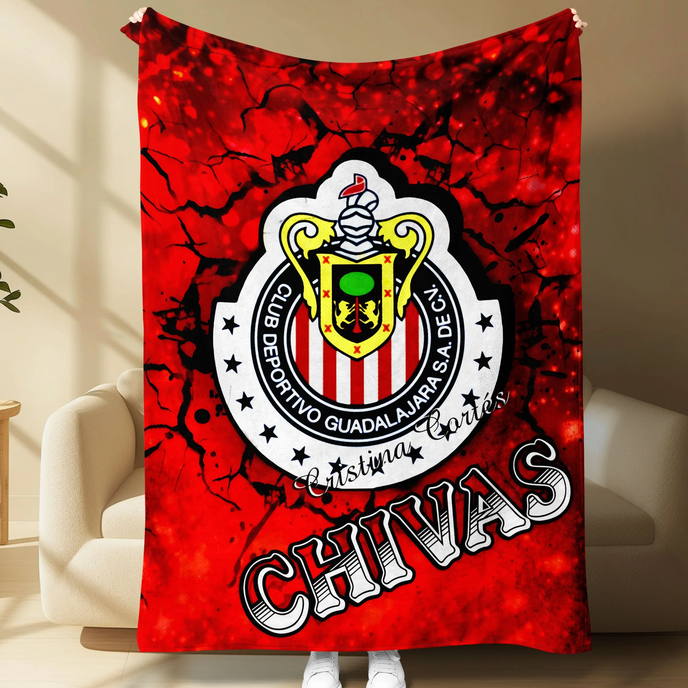 Chivas Guadalajara Football Club Flannel Blanket, Soft Lightweight Warm, All-Season Sofa Bed Blanket, Bedroom Decor, Fan Gift