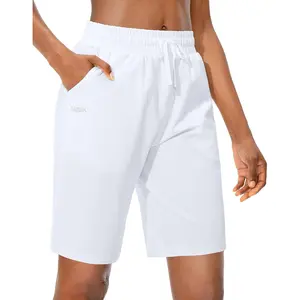 Women's Bermuda 9"/11" Long Shorts with Pockets Cotton Sweat Shorts Jersey Knee Length Shorts for Summer
