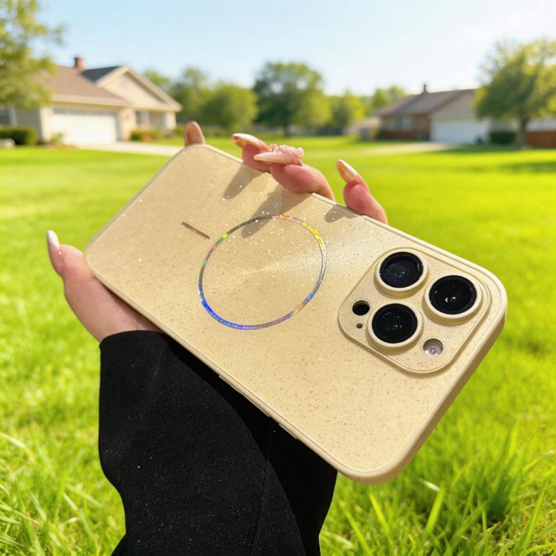 Luxury CD Texture Laser For Magsafe Lens Protector Case For iPhone 17 Air 16 15 14 13 12 Pro Max Wireless Charge Glitter Cover