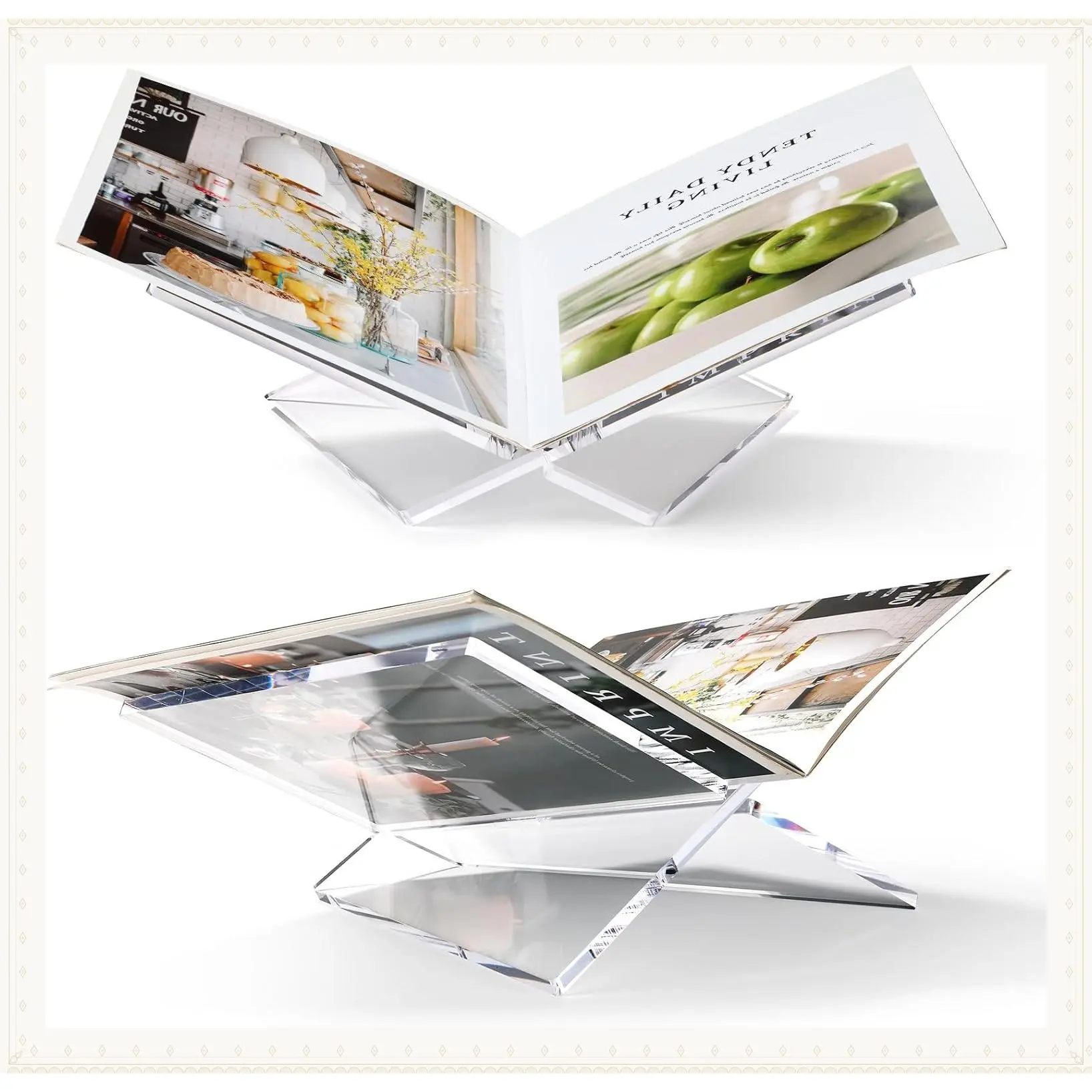 Acrylic Book Stand Large Clear Acrylic Book Holder, 12.5" x 9.5" x 5.7", Open Book Holder Stand for Display and Reading Cookbooks, Art Books, Bibles, Magazines - Home and Office(Gift)