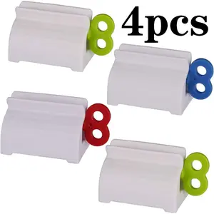 4-Pack Toothpaste Dispenser Rollers, Manual Toothpaste Squeezer, Toothpaste Holder Stand Wrapper, Multi-Color, Easy-To-Use Dental Tools