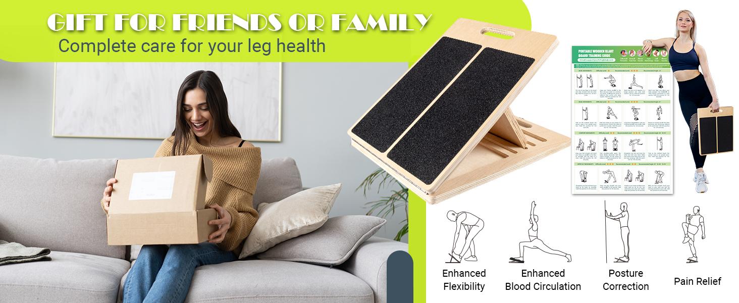 all new upgrade Slant Board for Calf Stretching,portable 6-angle adjustable wooden ramp, with a load capacity of 450 Lbs, suitable for heel,leg,ankle, knee exercises, squats and physical therapy, rehabilitation, strength, and flexibility training.