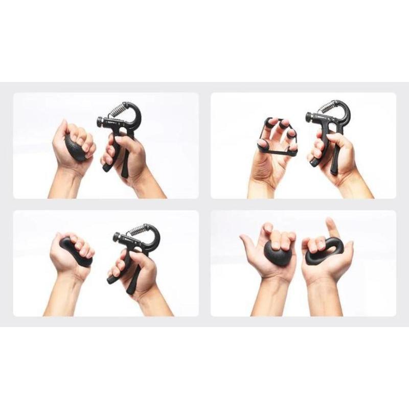 Funny Hand Grip Strengthener Workout Kit (5 Pack) Forearm Grip Adjustable Resistance Hand Gripper, Finger Exerciser, Finger Stretcher, Grip Ring & Stress Relief Grip Ball for Athletes