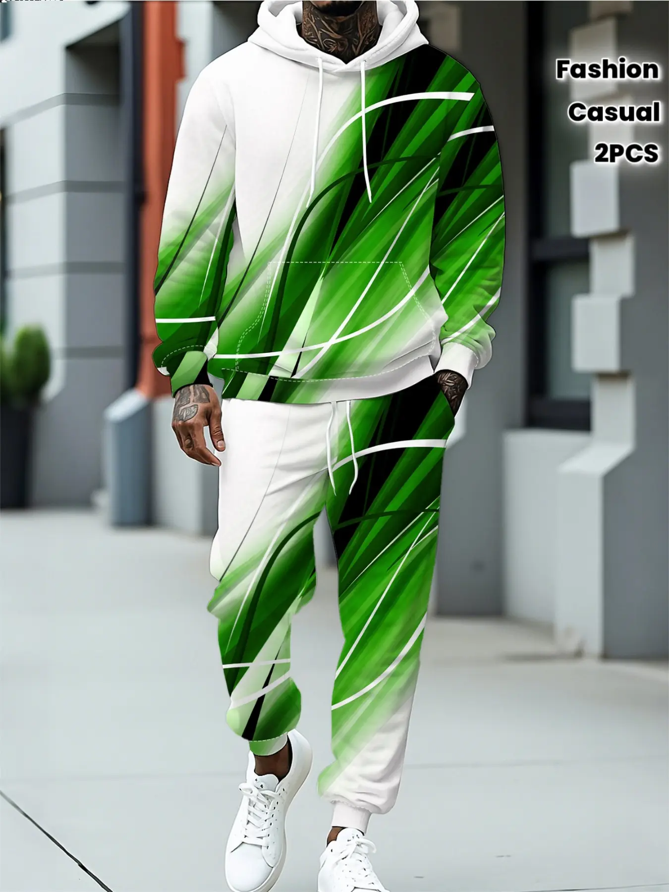 Star Print Hoodie Sweatsuit for Men, Casual Fall & Winter Loungewear Set with Long Sleeve Pullover and Ankle-Length Pants, Graphic Pattern