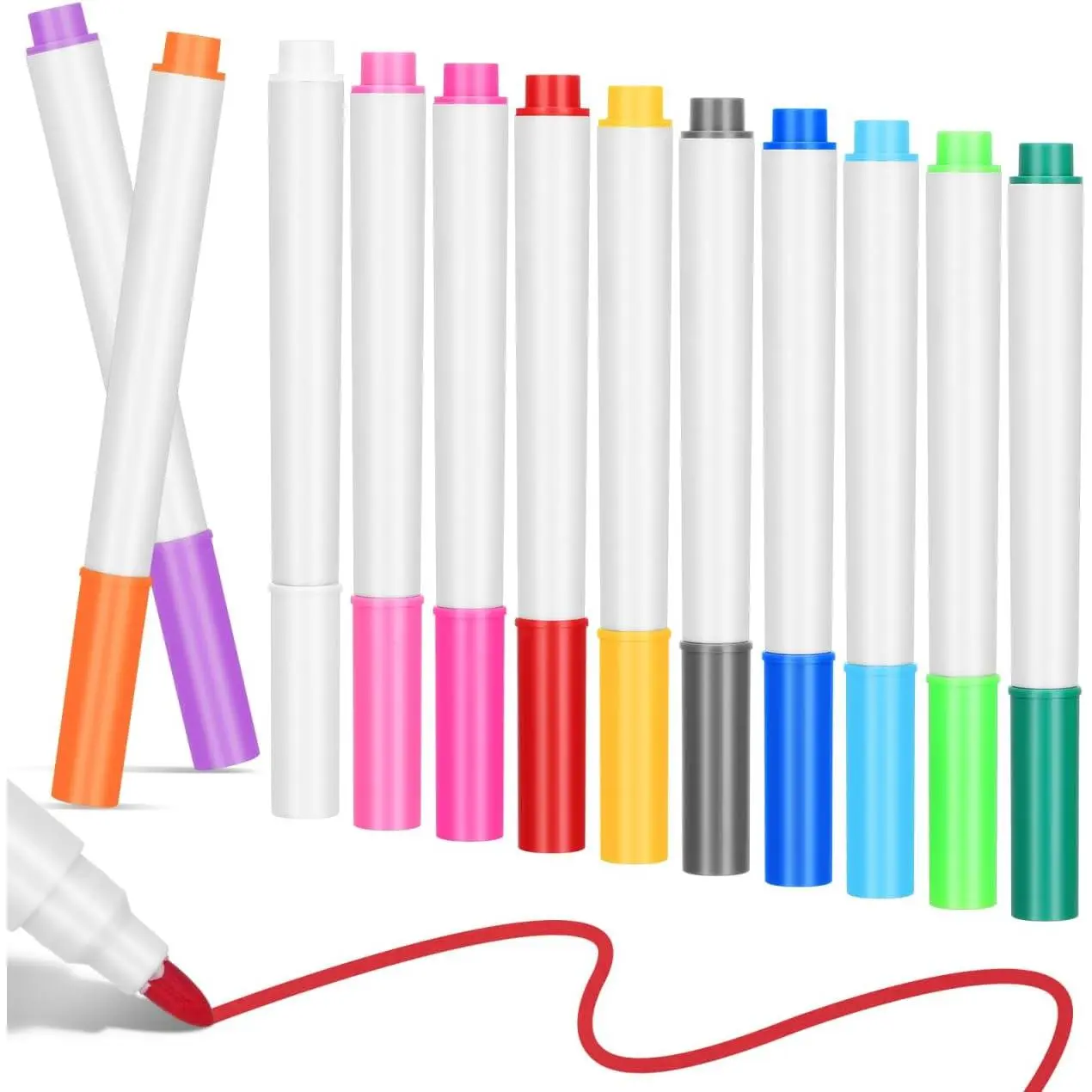12 Colors Erasable Liquid Pens  Washable Dry Erase Markers for Led Writing Boards Whiteboards Blackboards Drawing and Doodling Quick Dry Ink