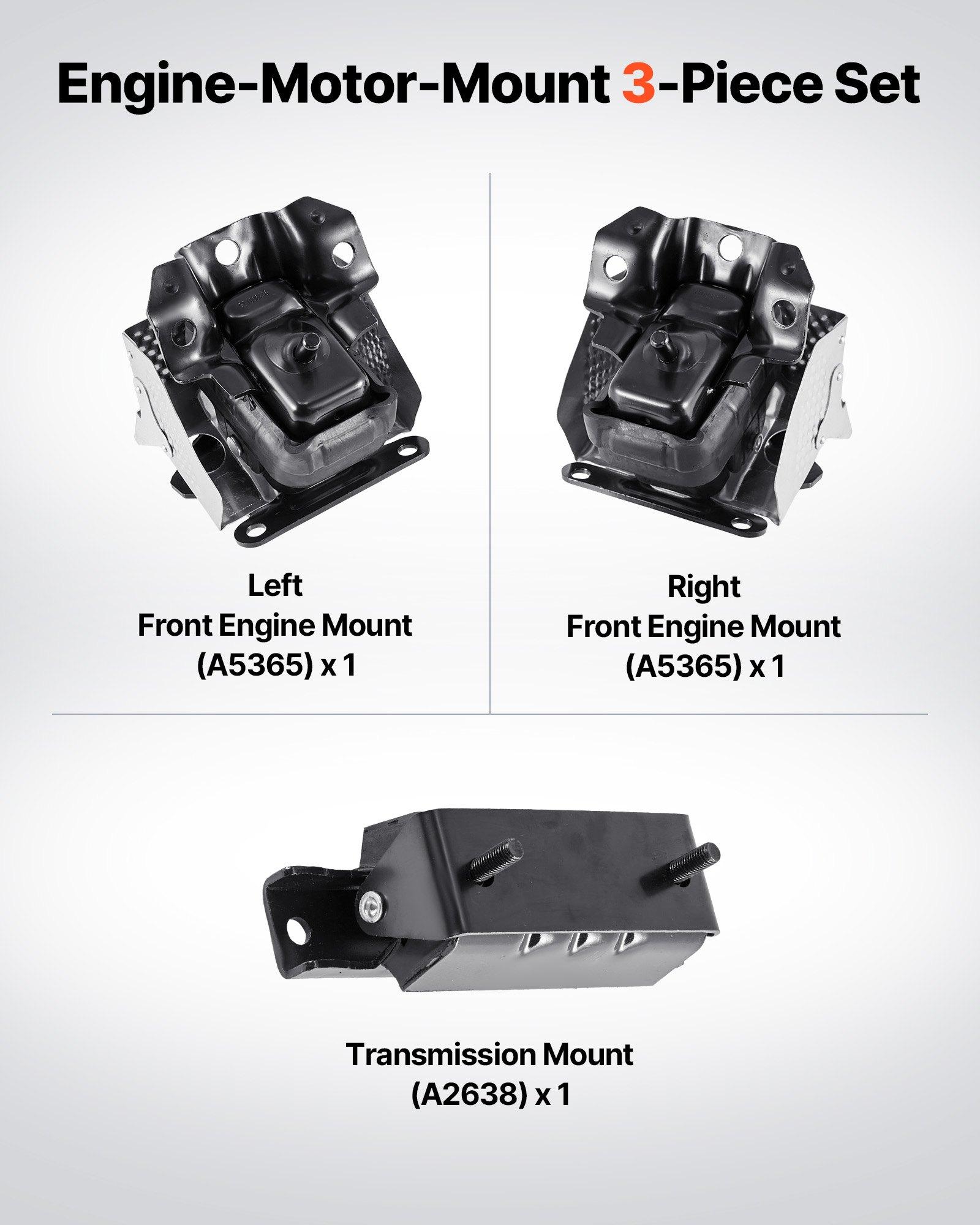 VEVOR Engine and Transmission Motor Mount Kit Replacement, Set of 3, Compatible with 2007–2013 Chevrolet Silverado 1500 5.3L V8, Replace OE # A5365, A5365, A2638, Secure Support VEVOR Engine and Transmission Motor Mount Kit Replacement, Set of 3, Compatible with 2007–2013 Chevrolet Silverado 1500 5.3L V8, Replace OE # A5365, A5365, A2638, Secure Support