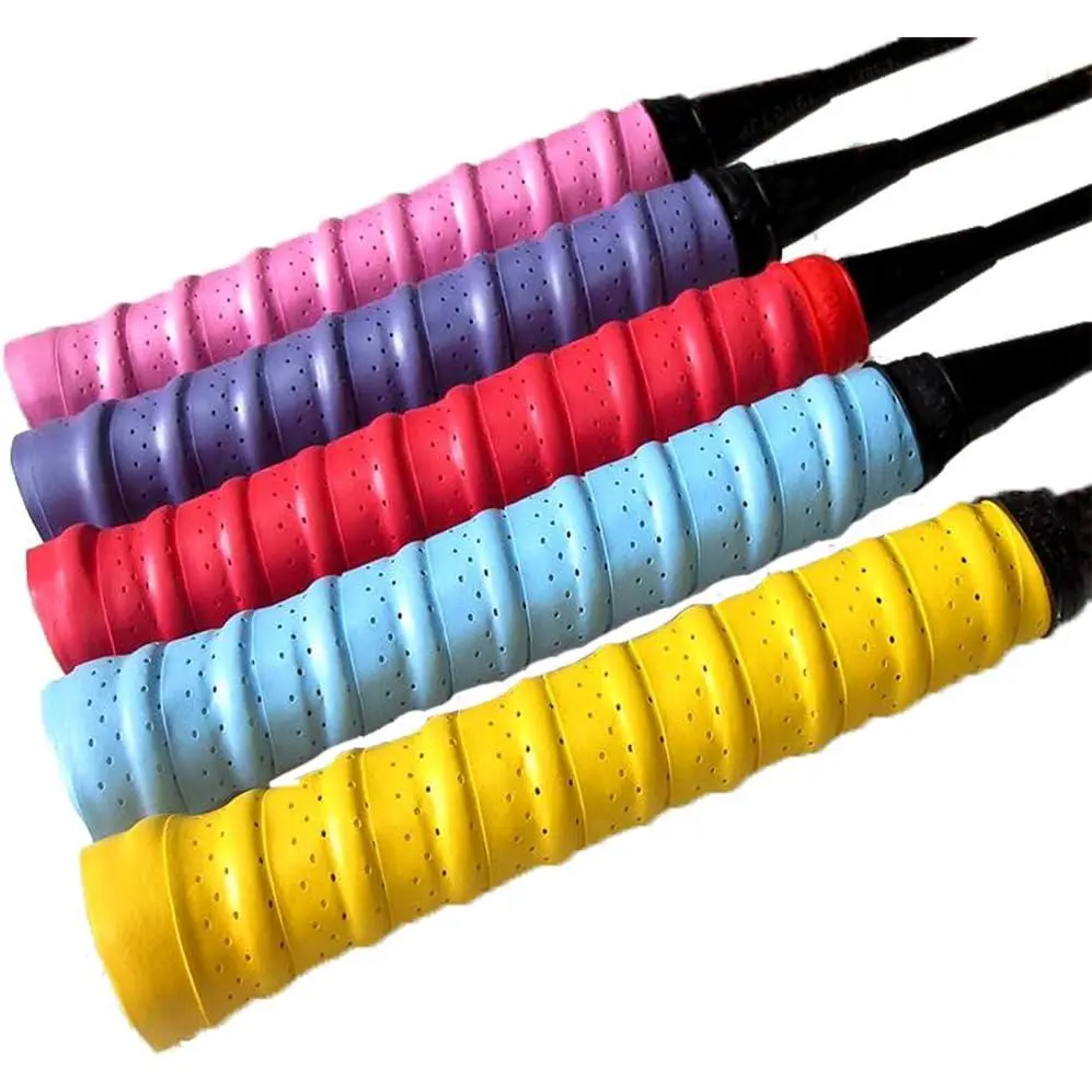 Racket Grip Anti Slip Perforated Super Absorbent Tennis Overgrip Badminton Overgrip - 5PCS(Color May Vary)