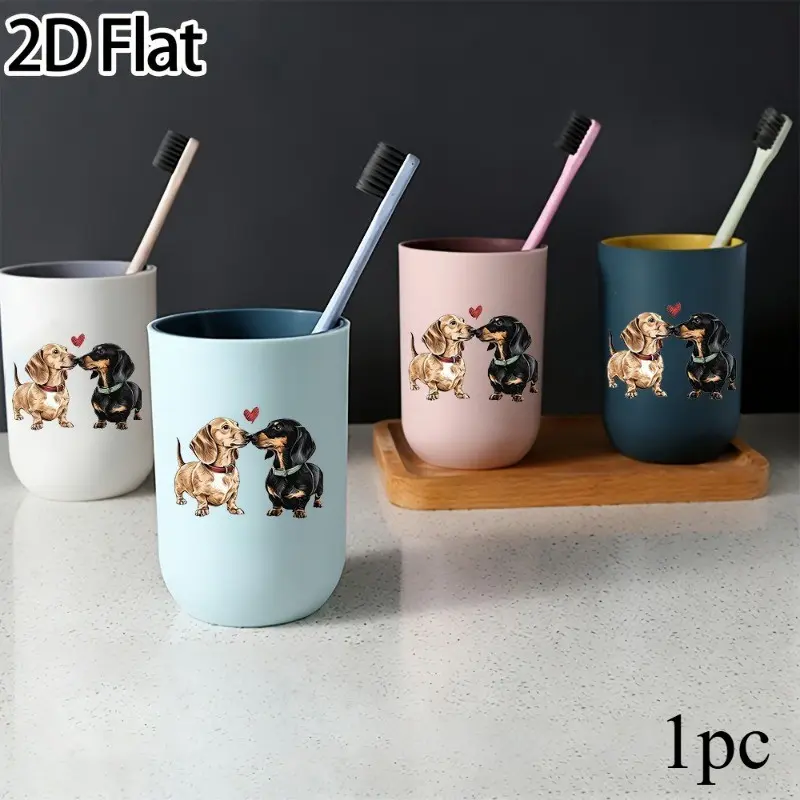 1pc Dachshund Plastic Bathroom Cup. Cute Cartoon Design, Can Hold Toothbrushes. Ideal for Rinsing, Brushing Teeth and Facial Cleansing, a Must-have for Home and Travel.
