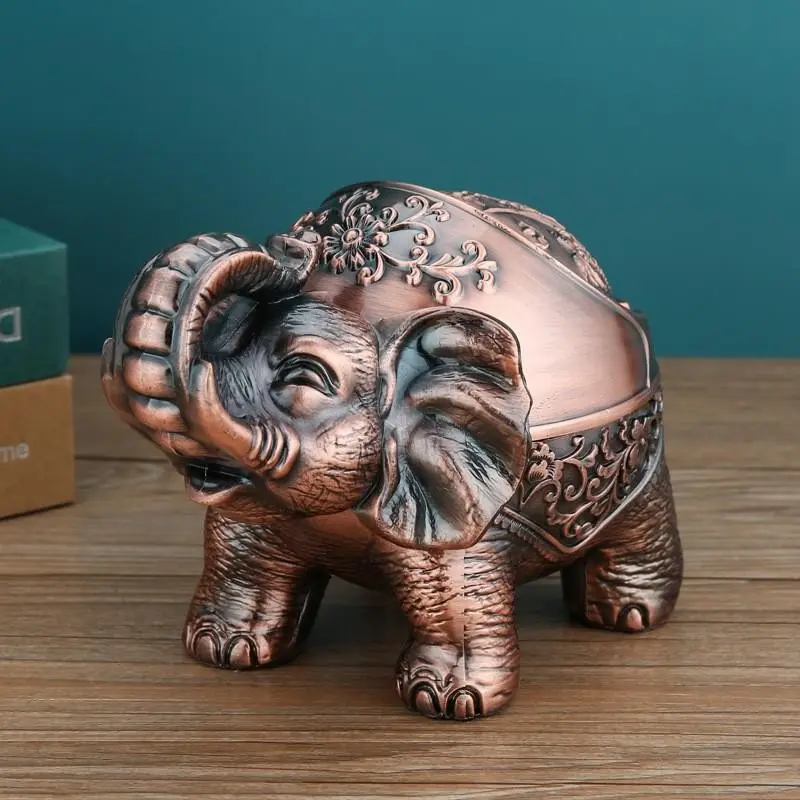 Elephant Shape Ashtray for Living Room, Fashionable and Creative Design, Luxury Cute Style, Lid Included to Prevent Ash Flying, Office Decor Item