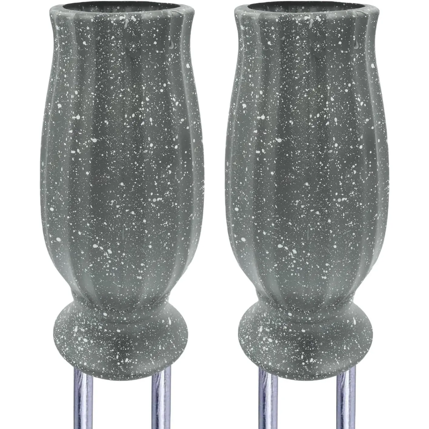 2PCS Grey Cemetery Vases for Grave - Durable Plastic Flower Holders with Metal Spikes & Bow Decor for Headstones, Outdoor Grave Decorations & Memorial Sympathy Gifts for Loss of Loved OneGift