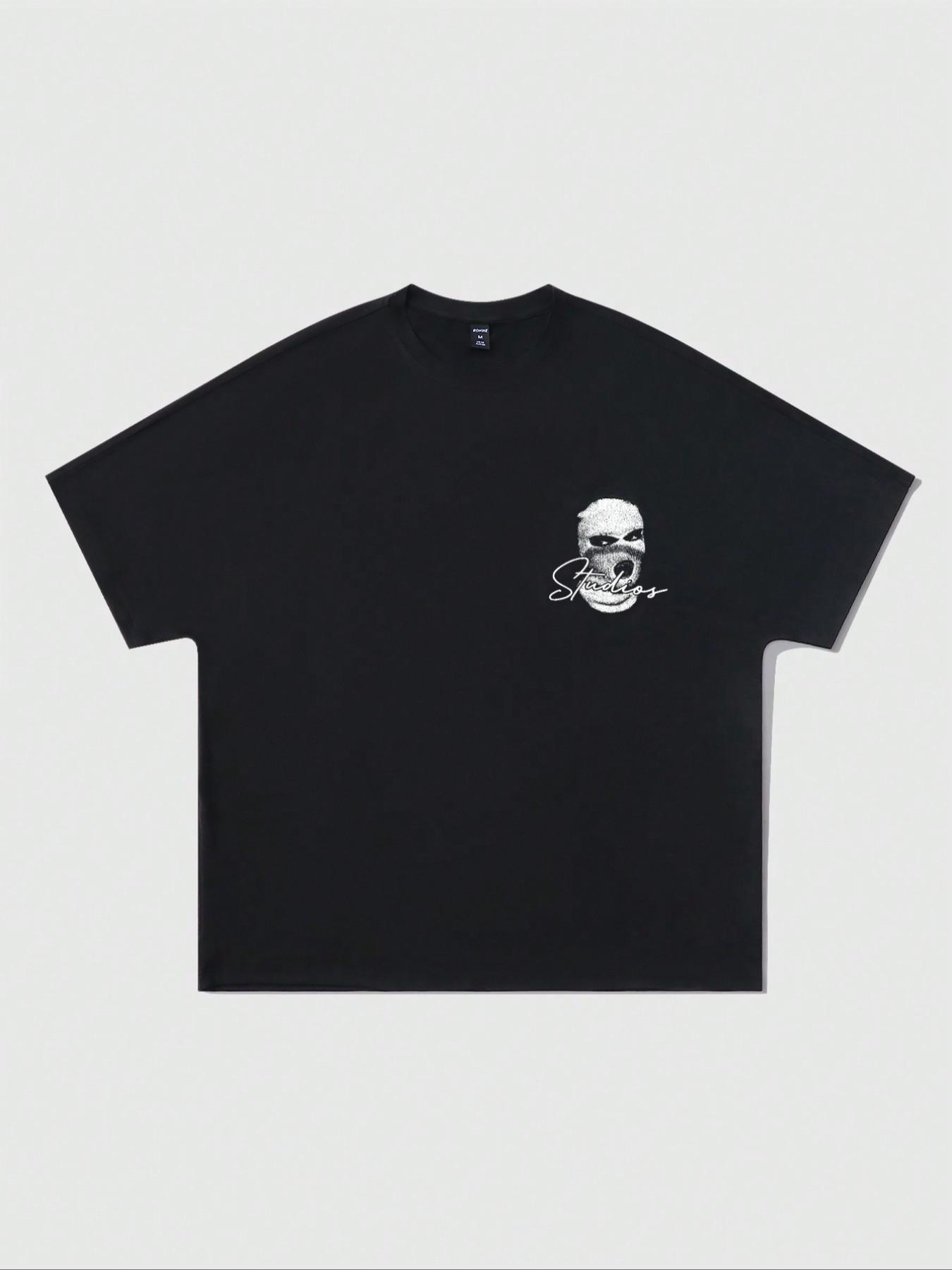 Men's Mysticism Letter & Figure Print Drop Shoulder Graphic Tee, Regular Fit Casual Streetwear Looks Fashion Soft Comfy Half Sleeve Round Neck T-shirt for Summer, Menswear for Daily Wear