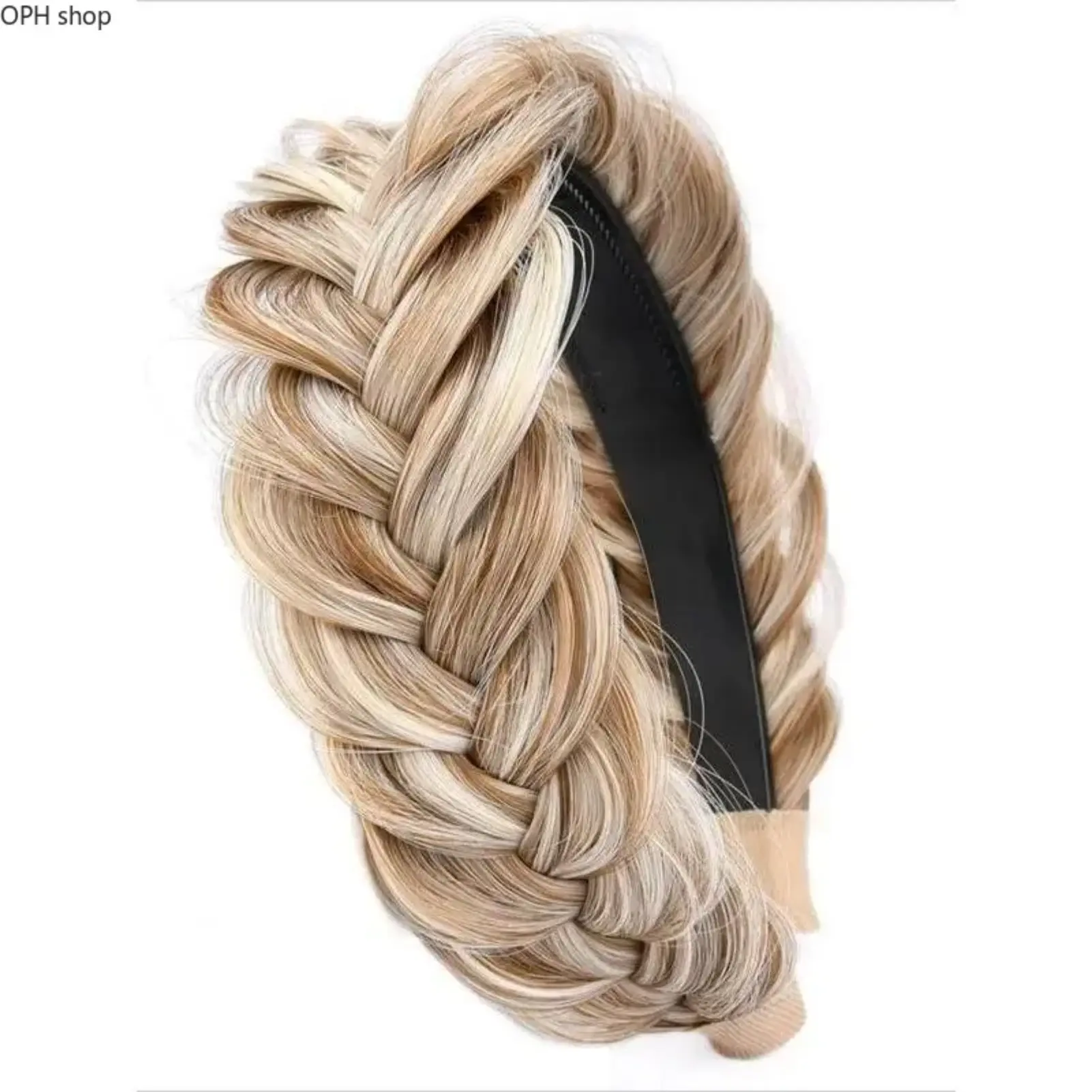 Women’s High-Elasticity Wide Braided Weave Headband - Sandy Gold, Non-Slip Stretch Boho Hair Hoop, Lightweight Unisex Fashion Hair Accessory for Daily Wear, Yoga, All Seasons, Plain, Unique Weave, Wide Range Of Ages
