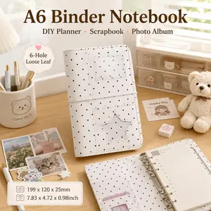 Korean Style Dot Denim A6 Spiral Notebook, High-End Portable DIY Dotted Journal, Cute Gift Idea, Japanese Design Planner, Trendy Handwritten Diary