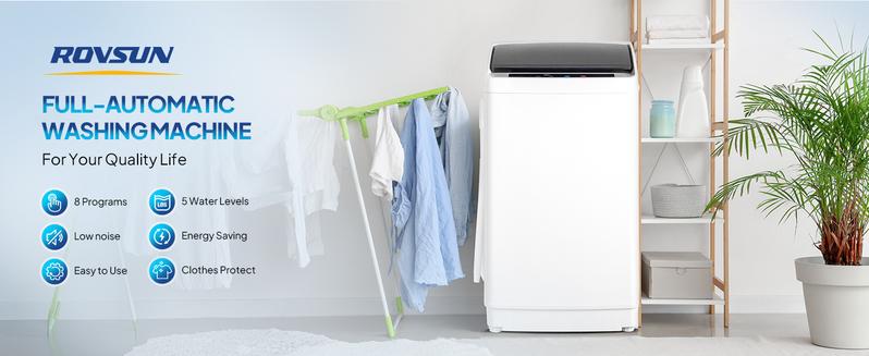 ROVSUN 17.8/25LBS Portable Washing Machine, Full-Automatic Electric Laundry Machine with Stainless Steel Drum, 110V Compact Washer, Washer and Dryer Combo with Drain Pump for Apartment, Dorms, RV, 400W