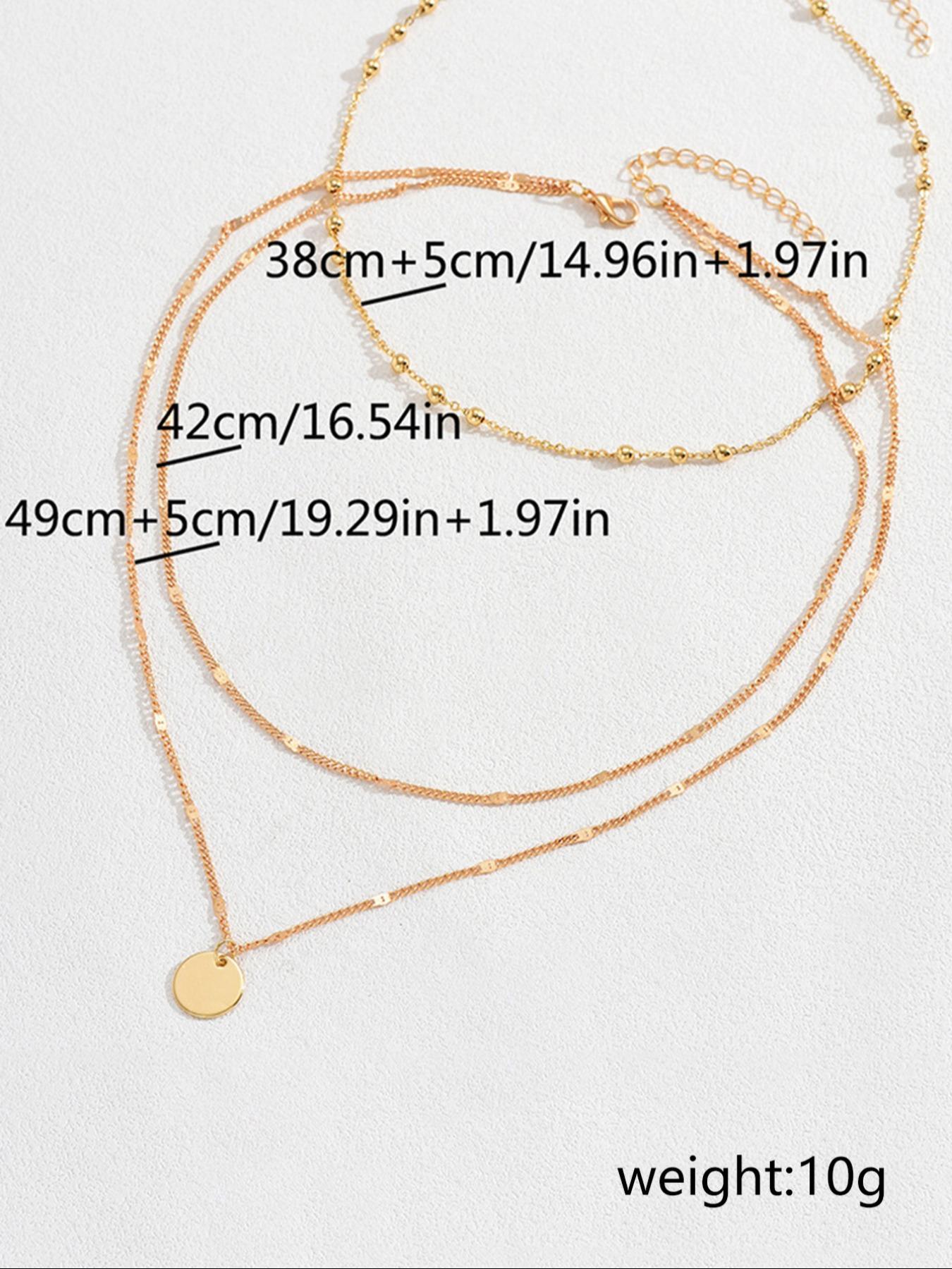 Women's Summer 2024 Plain Round Decor Layered Necklace, Dainty Layering Jewelry, Minimalist Elegant Boho Style Geometric & Chain Design Layer Set Necklace, Fashion All-match Necklace