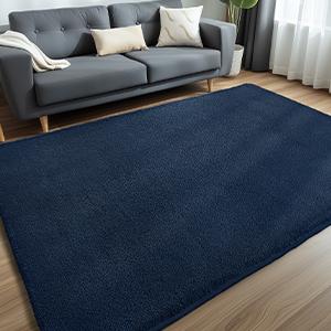 FAMVAL Large Size Plush Rugs Big Fluffy Area Rug Non-slip Soft Shaggy Ultra-comfortable Carpet Mats for Livingroom Bedroom Nursery Home Decor Navy Blue Christmas gifts