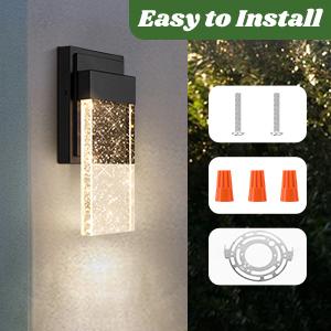 2 Packs Outdoor Wall Light Fixtures with Crystal Bubble Glass, Waterproof Exterior Sconces LED Wall Lanterns, Porch Lights Wall Mounted 10W 3000K Outside Lights for House Front Door Garage Entryway