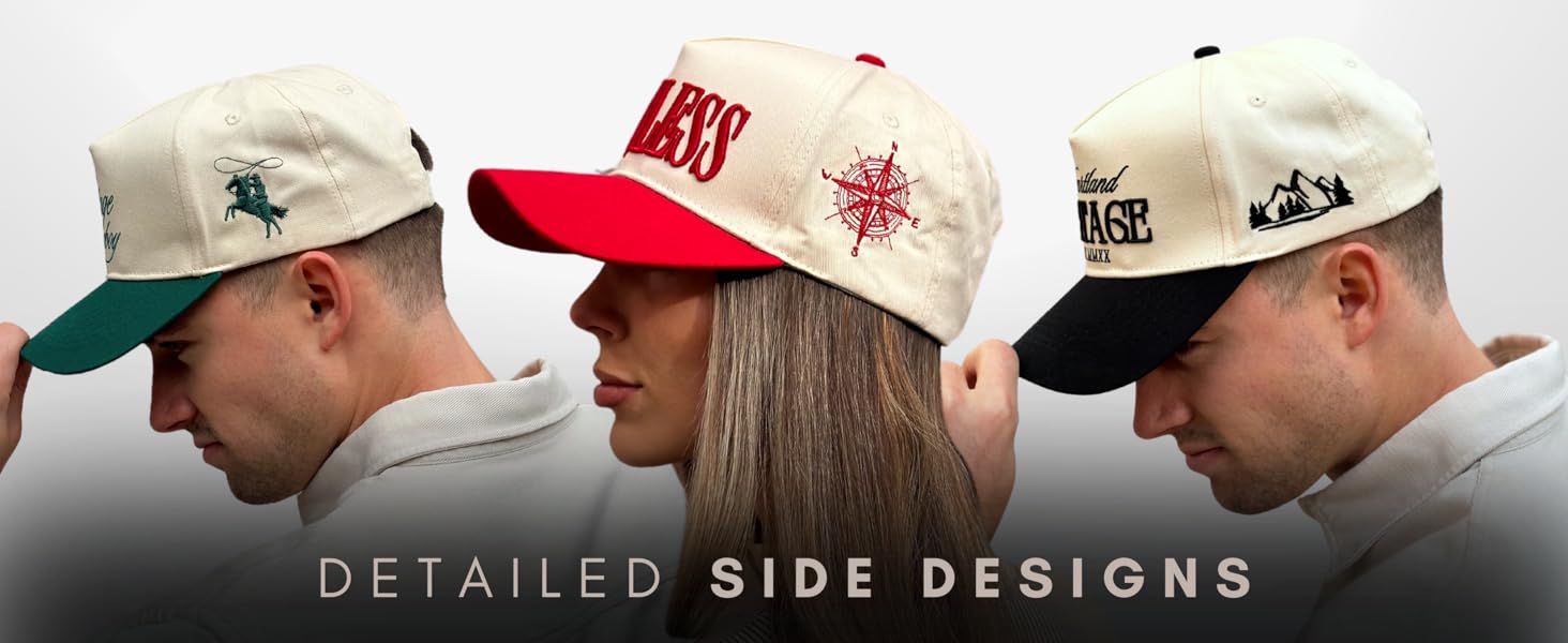 Vintage Western Trucker Hat |       Men & Women |       Country Cute Caps for Cowgirls Cowboys |       Camo Denim Embroidered Cotton |       Snapback