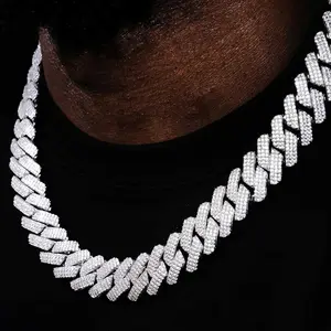[ICE HUE] 18K Gold Vacuum Plated Copper 20mm Cuban Link Necklace & Bracelet Set, 5A+ Sri Lanka Zircon Accents, Adjustable Choker, Cuban Link Design, Iced Out Hip Hop Necklaces, Unisex Luxury Costume Jewelry for Daily Wear & Gifting