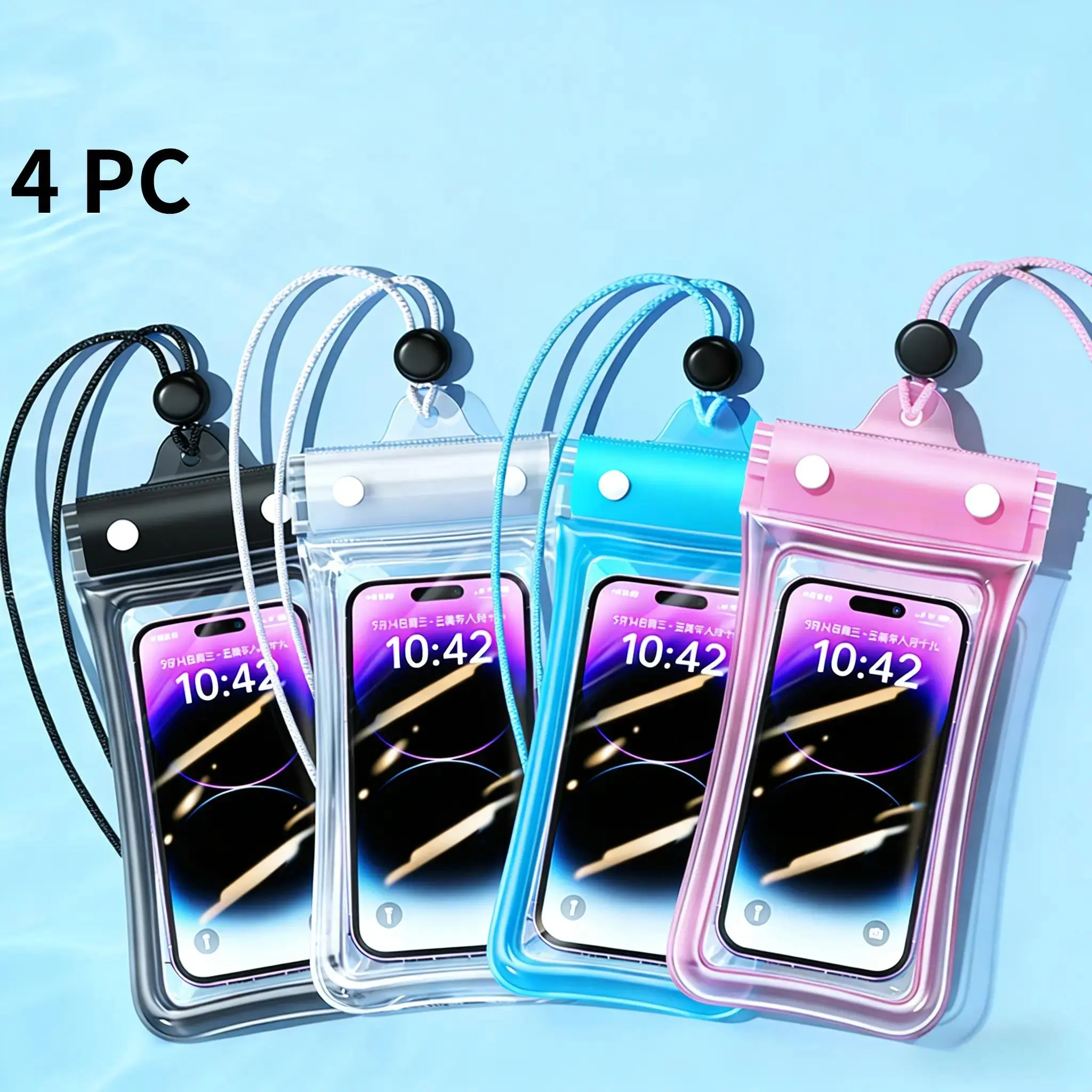 4PCS Waterproof Smartphone Protector & Cellphone Casing - Handheld Water Sports Accessory, Touchscreen Compatible, HD Photo-Ready, Airbag Floating Design for Diving, Swimming