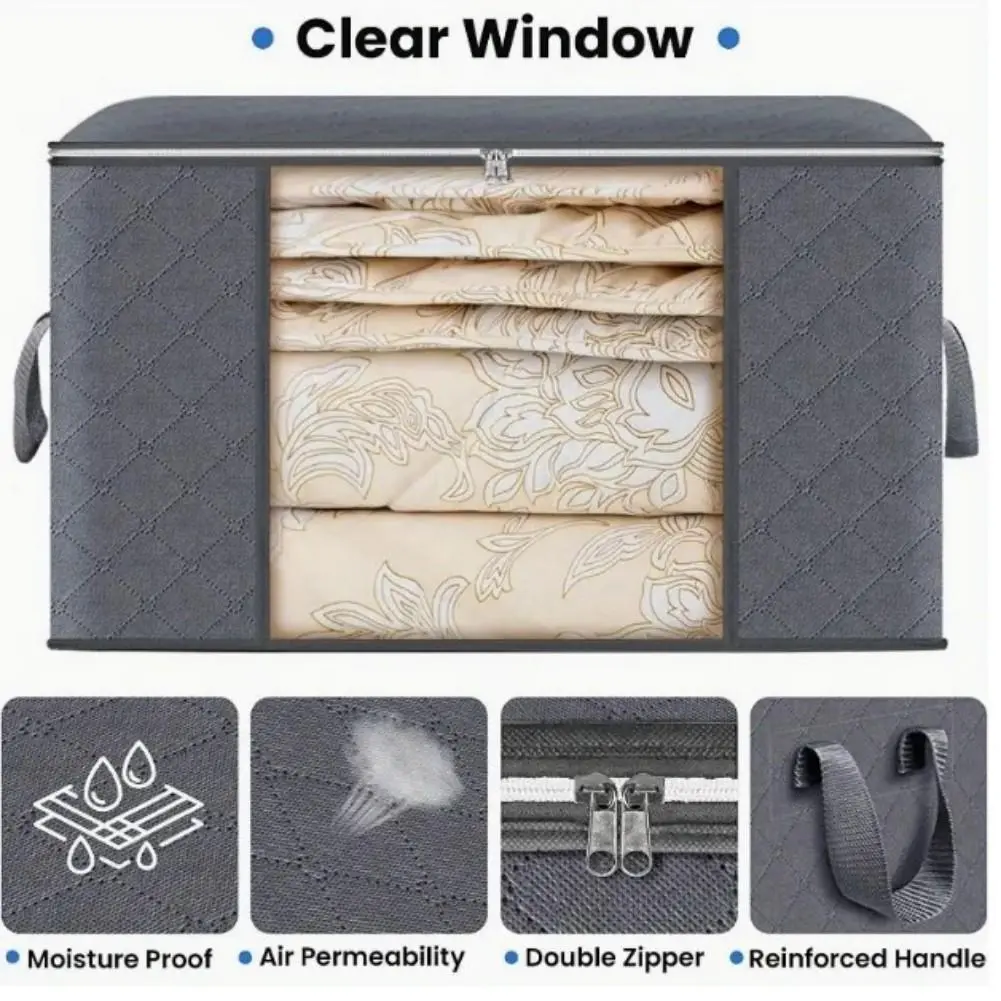 Cloth & Quilt Storage Bags with Handles - Wardrobe Organizers for Sweaters & Blankets, Bedroom Home Storage Tools