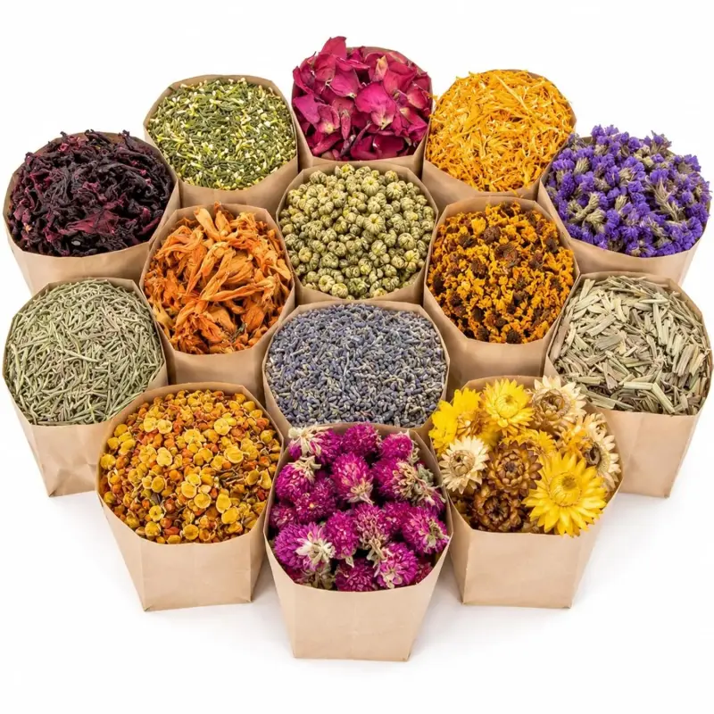 Dried Herbs Kit - Dried Botanicals Bulk,14 Bags Natural Dry Flowers and Herbs for Soap,Candle,Perfume,Bath Bombs,Resin Jewelry Making Supplies,Fragrance Sachet DIY and Witchcraft