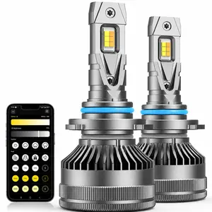 2PCS Bluetooth App Controlled LED Headlight Bulbs, Led driving lights, 3000K-6500K Adjustable White Yellow Light, High Brightness Plug and Play Car Lights for H11 H7 H4 9005, High Low Beam Fog Lights, Adjustable Replacement Kit for Car SUV