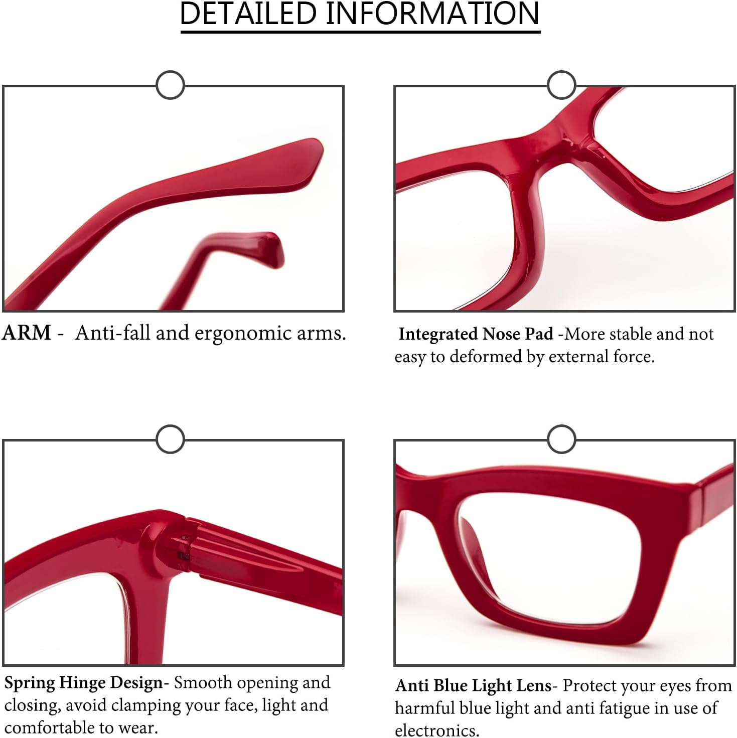 Oprah Style Reading Glasses for Women, Blue Light Blocking Cute Oversized Square Computer Readers Spring Hinge
