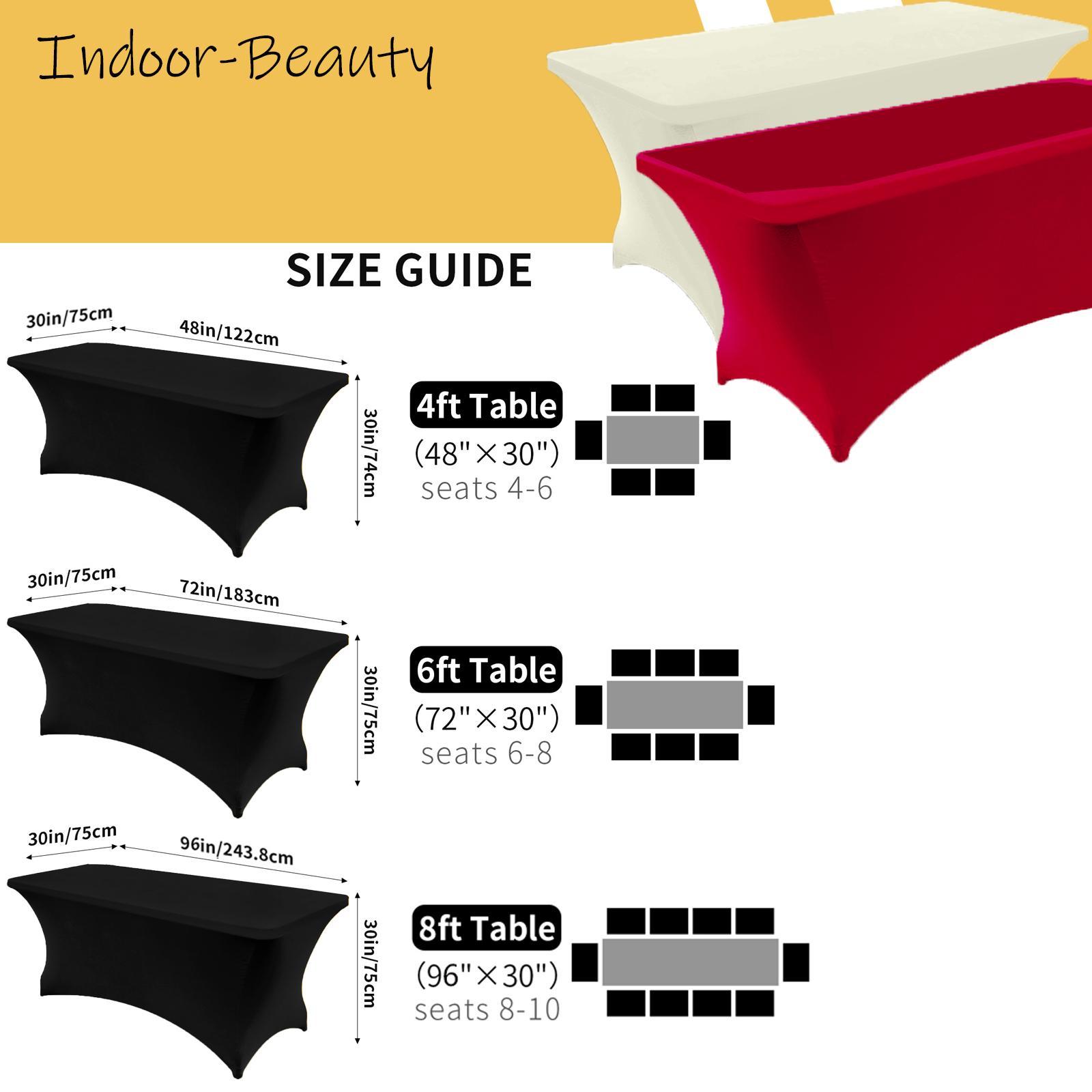 Solid Color Tablecloth, 1 Count Rectangular Stretch Table Cover, Spandex Table Covers, Universal Stretch Table Cloth for Exhibitions, Dinners, Weddings, Birthday Parties, Decor