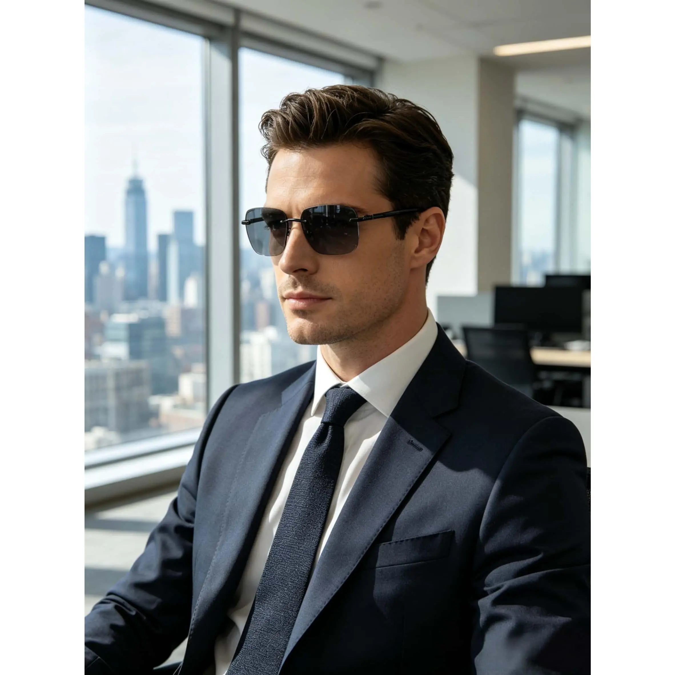 Frameless Cut-Edge Sunglasses with UV Resistant Lenses, Trendy Lightweight Sunnies for Driving and Daily Wear