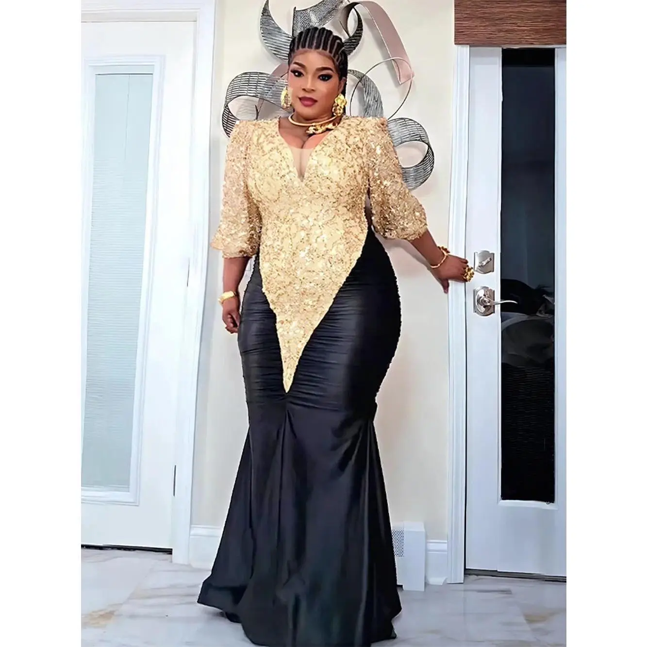 Elegant Women Luxury Party Dresses Dashiki Sequins Bodycon Robe Wedding Prom Birthday Evening Dress 2026 Spring Africa Clothing