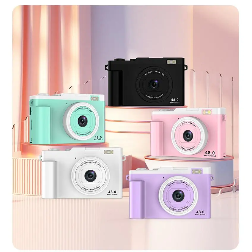 WiFi Digital Camera with Dual Lens Selfie, 8x Zoom, 2.4'' Screen, Portable Retro for Students Travel