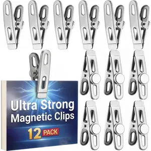 Magnetic Chip Bag Clips for Fridge, 12 Pack Heavy Duty Fridge Magnet with Strong Neodymium, for Food Storage & Office Photo Calendar Holders