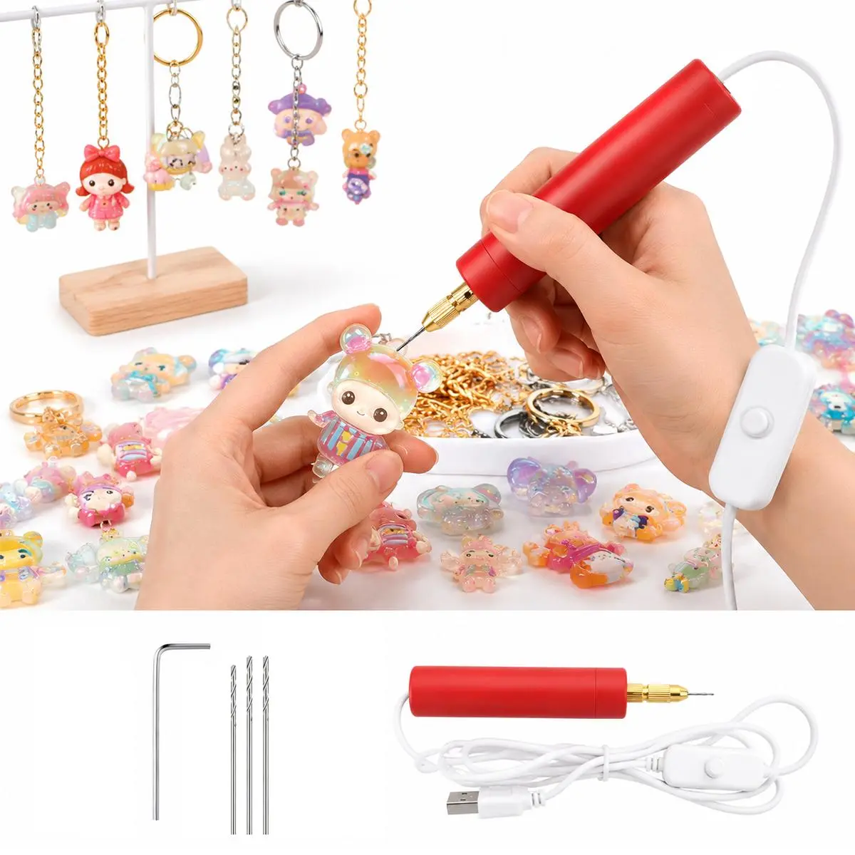 Micro Handheld Drill Bits, 0.7-1.2mm Crystal Epoxy For Resin Jewelry Making Mini Electric Drill Set DIY ABS