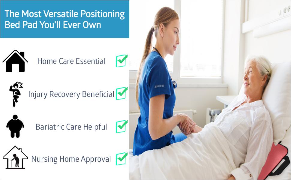 Multipurpose 48" x 40" Positioning Bed Pad with Reinforced Handles - Reusable & Washable Patient Sheet for Turning, Lifting & Repositioning --Sided Nylon, Pink